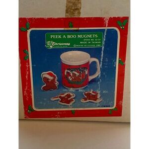 1989 House Of Lloyd Christmas Mugs Peek A Boo Magnets Teddy‎ Bears Vintage
